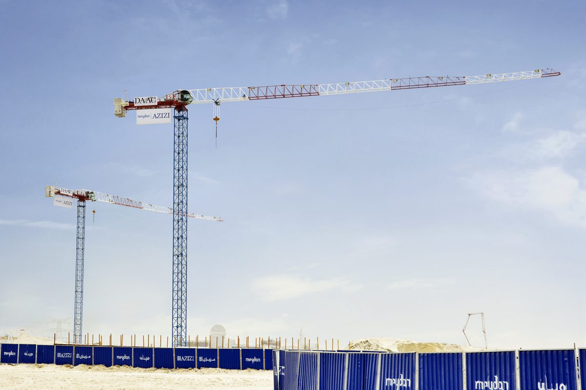 Raimondi supplies two MRT111 topless tower cranes for Azizi Riviera project in Dubai